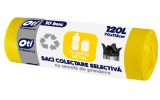 Saci Menajeri OTI pentru Colectare Selectiva, Plastic Metal, Capacitate 120L, 70x110 cm, 10 Buc Rola, Culoare Galbena, Articole Menaj