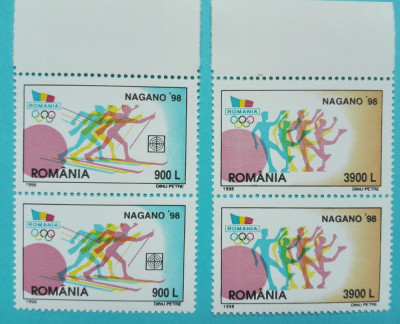 TIMBRE ROM&amp;Acirc;NIA LP 1447/1998 J.O. de Iarnă NAGANO -Serie &amp;icirc;n pereche - MNH foto