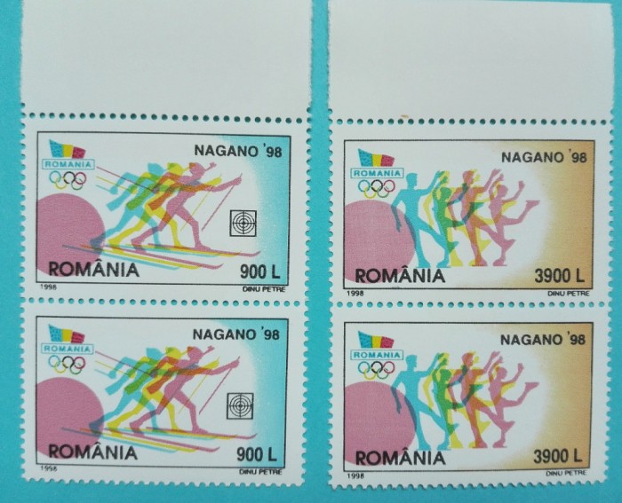 TIMBRE ROM&Acirc;NIA LP 1447/1998 J.O. de Iarnă NAGANO -Serie &icirc;n pereche - MNH