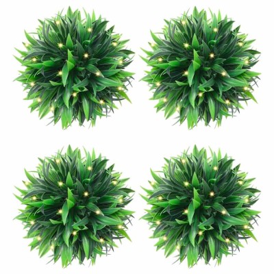 vidaXL Mingi artificiale din lemn de cimiș cu lumini LED 2 buc Verde foto
