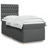 VidaXL Pat box spring cu saltea, gri &icirc;nchis, 80x200 cm, textil 3291115