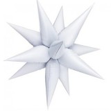 Balon din folie metalizata, flippy, figurina stea 3d, 66 cm, ambalaj individual, pai inclus, umflare cu aer sau heliu, alb
