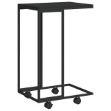 Cumpara ieftin Masuta laterala cu roti, negru, 40x30x63,5 cm, lemn prelucrat