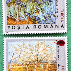 TIMBRE ROMANIA MNH LP1513/2000 100ani moartea Van Gogh supratipar paleta- simpla