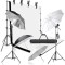 Kit studio foto,lumini,4 umbrele alb,negru,suport fundal reglabil 2x3m,2 becuri 135W, 2 panze fundal alb, negru