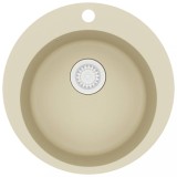 vidaXL Chiuvetă de bucătărie din granit, bej, un bazin, rotund