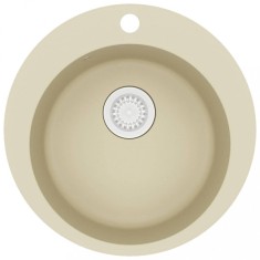 vidaXL Chiuvetă de bucătărie din granit, bej, un bazin, rotund