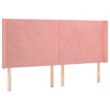 Cumpara ieftin Tablie de pat cu aripioare, roz, 163x16x118/128 cm, catifea