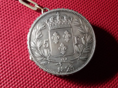 5 FRANCS 1823 LOUIS XVIII medalion foto