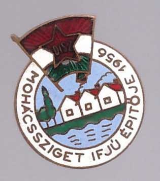 Insigna Ungaria 1956 - Constr. Ins. Mohacs, pionieri Insigna Ungaria 1956 - Constr. Ins. Mohacs, pionieri