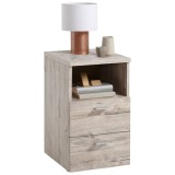 Noptiera FMD Stejar Nisipiu 2 Sertare, Raft Deschis, 39.9x35x60cm, PAL Melaminat, Bej