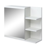 Kleankin Dulap Baie, Dulap cu Oglindă, cu 3 Rafturi Laterale, 60x18x50 cm, Alb | Aosom Romania