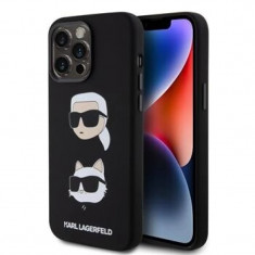 Husa Karl Lagerfeld Liquid Silicone Karl and Choupette Heads pentru iPhone 15 Pro Max Negru foto