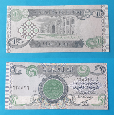 Bancnota veche SUPERBA - IRAK IRAQ 1 DINAR - in stare foarte buna foto