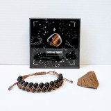 Set barbati cadou bratara si cristal brut - Ochi de tigru