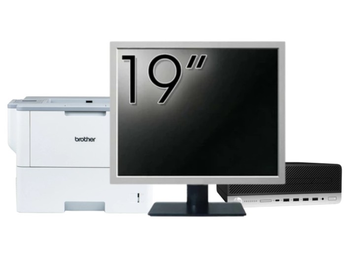 Pachet Calculator Second Hand HP ProDesk 600 G3 SFF, Intel Core i3-7100 3.90GHz, 8GB DDR4, 240GB SSD + Monitor 19&amp;quot; &amp; Imprimanta Brother HL-L6300D