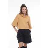Bluza cu maneci 3 4 din bumbac galben pal, 38