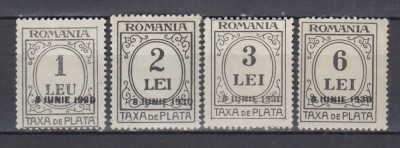 ROMANIA 1930 TAXA DE PLATA SUPRATIPAR 8 IUNIE 1930 SERIE SARNIERA foto