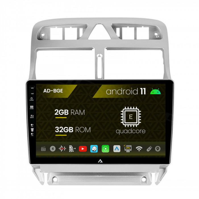 Navigatie Peugeot 307, Android 11, E-Quadcore 2GB RAM + 32GB ROM, 9 Inch - AD-BGE9002+AD-BGRKIT266