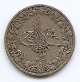 Egipt 5/10 Qirsh 1887 - Abdul Hamid II, Cupru-nichel, 21 mm KM-291, Africa