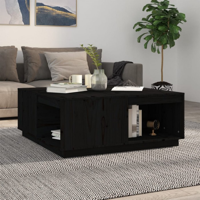 vidaXL Măsuță de cafea, negru, 100x101x40,5 cm, lemn masiv de pin 814523