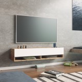 Comoda TV cu 2 usi Laitila 29,5x140x31,5cm stejar rustic/alb [en.casa] HausGarden Leisure