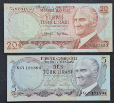 Turcia 5 20 lire lirasi 1970 foto
