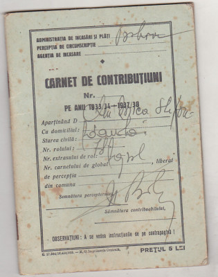 bnk div Carnet de contributiuni - 1935-1936 foto