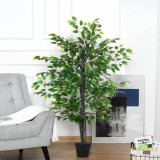 Cumpara ieftin Outsunny Arbore Artificial de Banyan, Planta Artificiala pentru Interior si Exterior Inalta 145cm