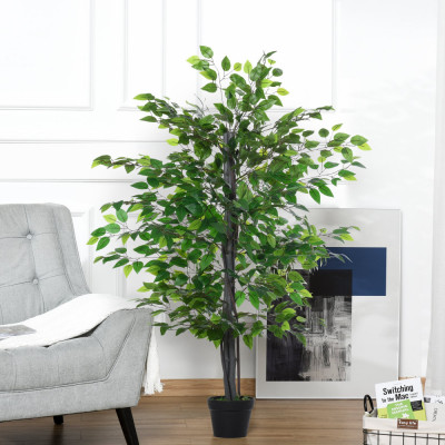 Outsunny Arbore Artificial de Banyan, Planta Artificiala pentru Interior si Exterior Inalta 145cm foto