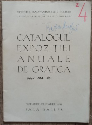 Catalogul expozitiei anuale de grafica 1958// semnatura Bogdan Gheorghiu foto