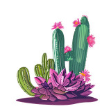 Sticker decorativ, Floare Cactus, Verde, 66 cm, 8580ST