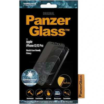 Folie Sticla Panzer Privacy Case Friendly pentru iPhone 12/12 Pro Negru foto