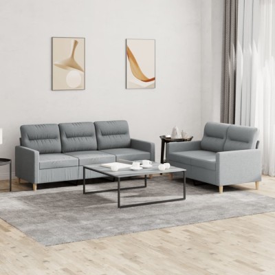 Gossi set de canapele cu perne, 2 piese, gri deschis, textil foto