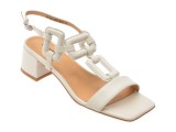 Sandale IMAGE albe, 4H1087, din piele naturala