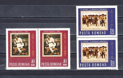 A112 TX9 1 - 1967 - 60 ani de la rascoala taranilor din 1907 perechi doua timbre foto