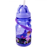 Sticla pentru copii, Zola&reg;, din plastic, cu pai, 350 ml, Mov