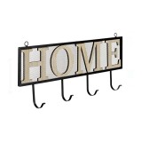 Cuier pentru hol, 4 carlige, mesaj Home, 47.5 x 19 cm, General