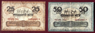 Germania lot 2 notgeld 25 + 50 pfennig 1918 1921 Dresden ** foto