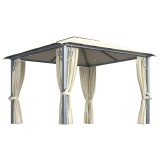 Cumpara ieftin Pavilion cu perdele &amp; siruri lumini LED, crem, 3x3 m, aluminiu