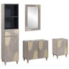 Set dulap baie 4 buc. Gri Lemn de mango solid