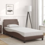 VidaXL Cadru de pat cu tăblie, maro, 80x200 cm, piele ecologică