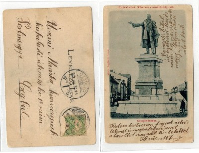 Targu Mures 1902 - Statuia Kossuth, ilustrata circulata foto