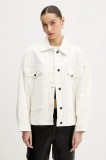 HUGO geacă din denim culoarea alb, de tranzitie, 50535349