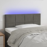 Cumpara ieftin Tăblie de pat cu LED, gri &icirc;nchis, 90x5x78/88 cm, catifea
