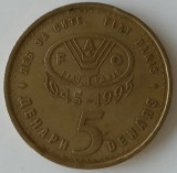 Moneda Macedonia - 5 Denari 1995 - FAO