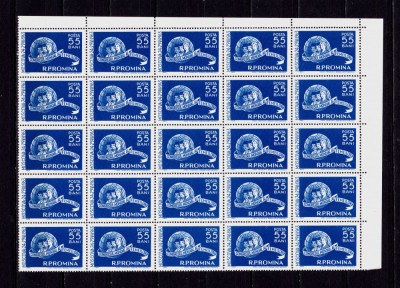 ✅RO 1963 LP 562 &amp;quot;Congresul Mondial al Femeilor-Moscova &amp;quot; , serie in bloc de 25 ( 1/4 coala diverse colturi ) , MNH foto
