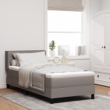 vidaXL Pat tapitat cu saltea, 80 x 200 cm, &icirc;n taupe, țesătură