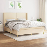 Cumpara ieftin Pat box spring cu saltea, crem, 160x200 cm, material textil