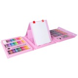 Set,trusa completa pentru copii,desenat,colorat si pictat,208 piese,trusa inclusa - Roz, Dactylion
